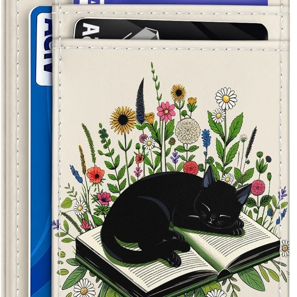 Chic Floral Cat Card Holder